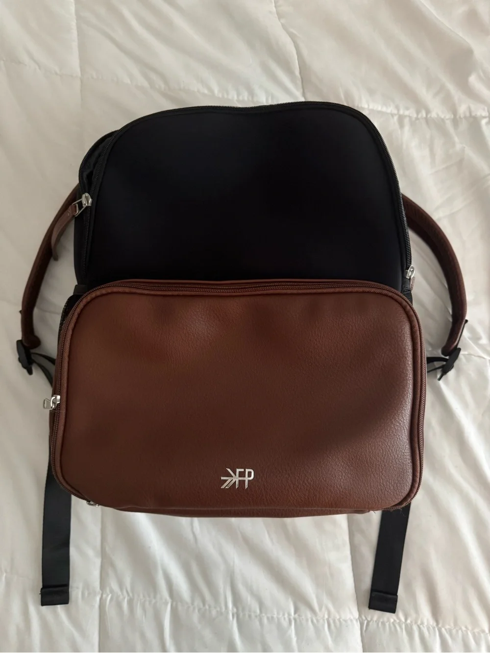 Freshly Picked Brown & Black Two-Tone Backpack with Front Pocket